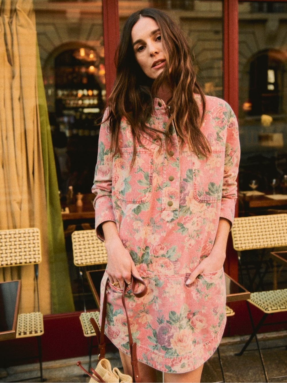 SEZANE Salomé Mini Dress in Pink Floral Almeria Print sz 38 - fits like 8/10